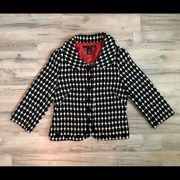Willi Smith Black & Cream Snap Blazer Size M - Picture 1 of 4